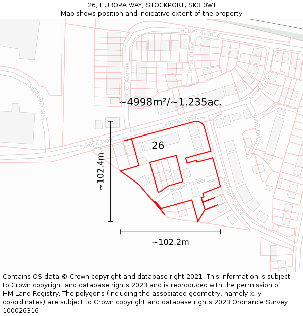 26, EUROPA WAY, STOCKPORT, SK3 0WT: Plot and title map