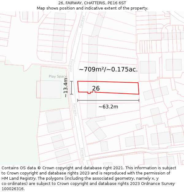 26, FAIRWAY, CHATTERIS, PE16 6ST: Plot and title map