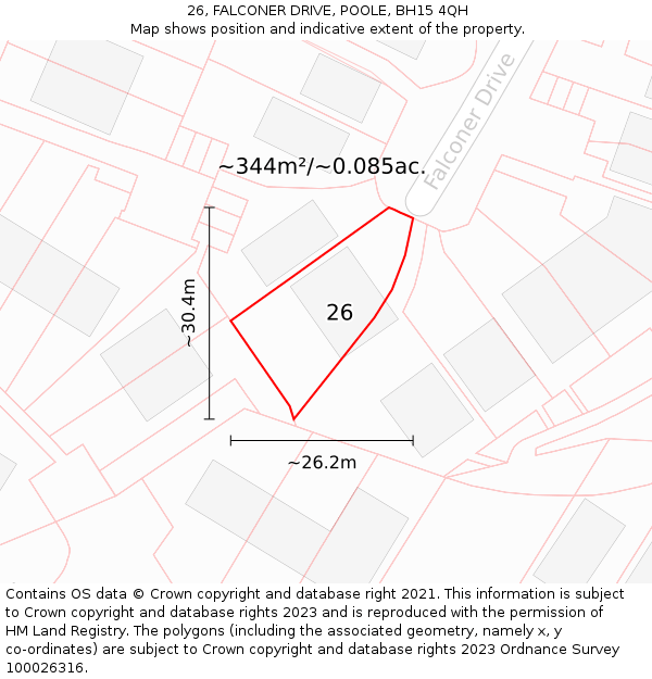 26, FALCONER DRIVE, POOLE, BH15 4QH: Plot and title map