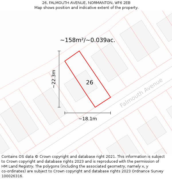 26, FALMOUTH AVENUE, NORMANTON, WF6 2EB: Plot and title map