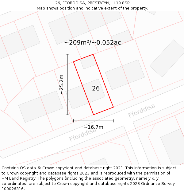 26, FFORDDISA, PRESTATYN, LL19 8SP: Plot and title map