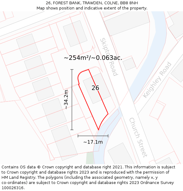 26, FOREST BANK, TRAWDEN, COLNE, BB8 8NH: Plot and title map