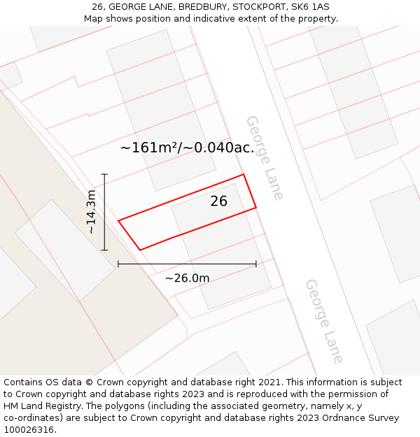 26, GEORGE LANE, BREDBURY, STOCKPORT, SK6 1AS: Plot and title map