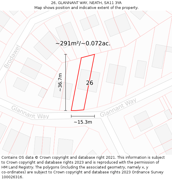 26, GLANNANT WAY, NEATH, SA11 3YA: Plot and title map