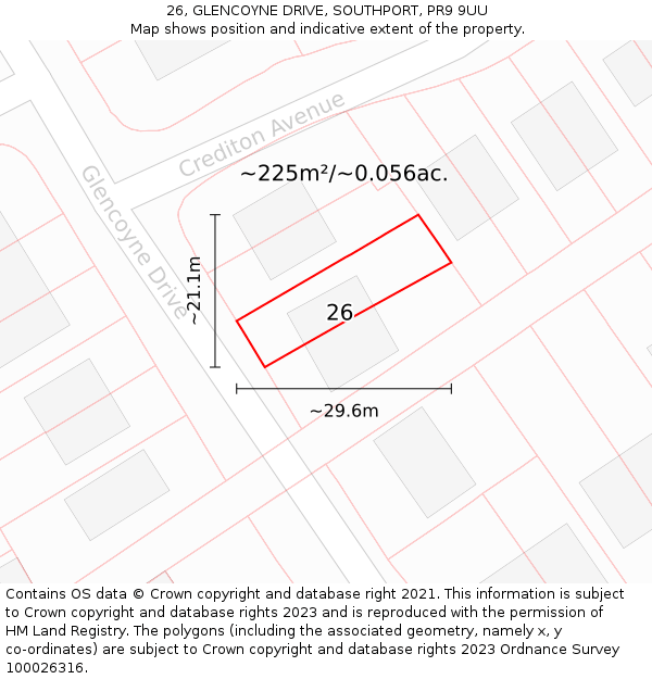 26, GLENCOYNE DRIVE, SOUTHPORT, PR9 9UU: Plot and title map