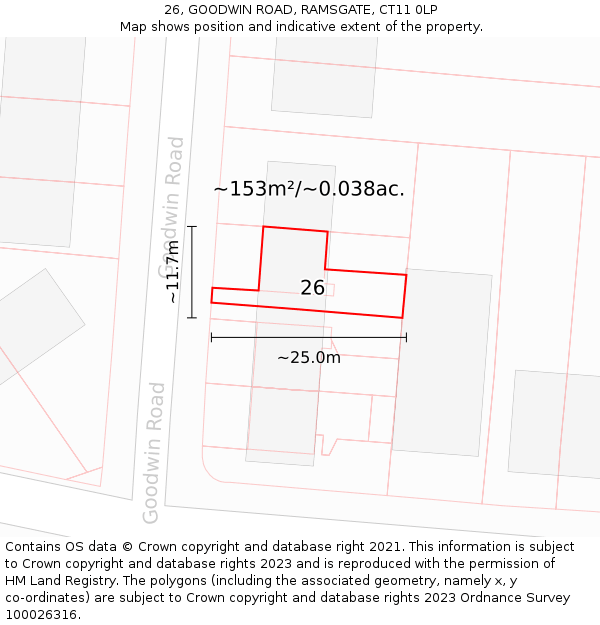 26, GOODWIN ROAD, RAMSGATE, CT11 0LP: Plot and title map