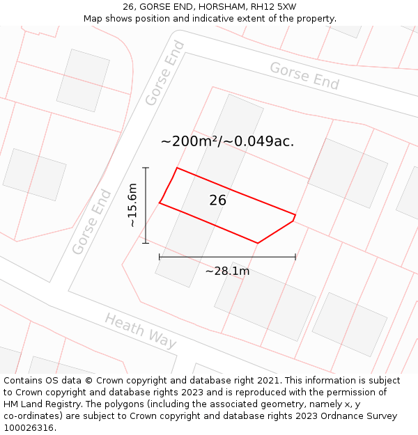 26, GORSE END, HORSHAM, RH12 5XW: Plot and title map