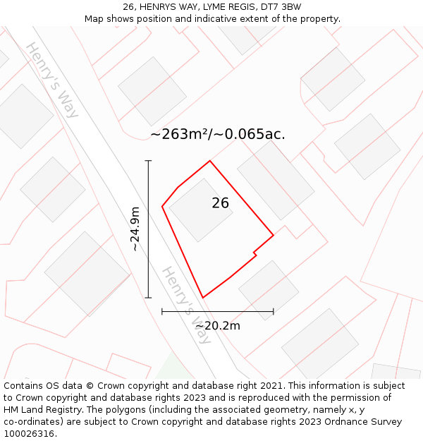 26, HENRYS WAY, LYME REGIS, DT7 3BW: Plot and title map