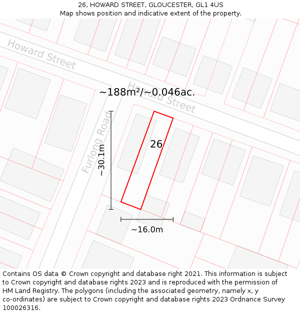 26, HOWARD STREET, GLOUCESTER, GL1 4US: Plot and title map