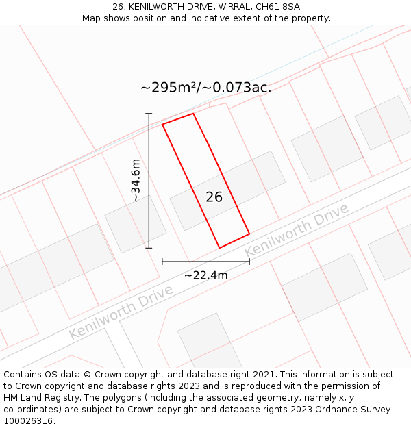 26, KENILWORTH DRIVE, WIRRAL, CH61 8SA: Plot and title map