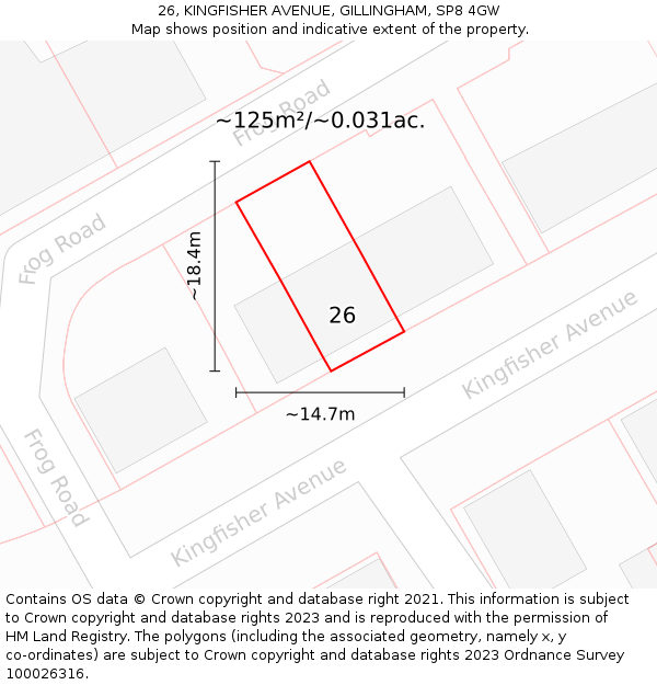 26, KINGFISHER AVENUE, GILLINGHAM, SP8 4GW: Plot and title map