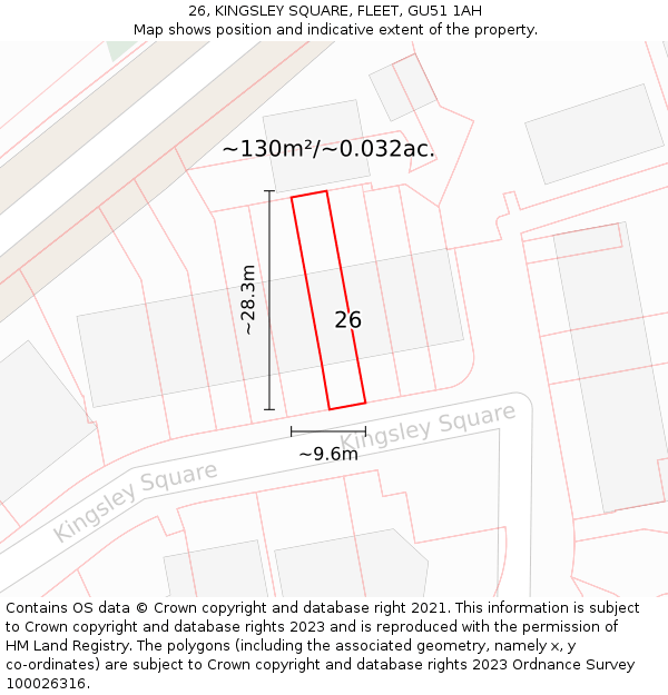 26, KINGSLEY SQUARE, FLEET, GU51 1AH: Plot and title map