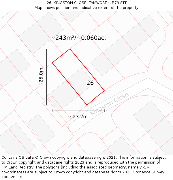 26, KINGSTON CLOSE, TAMWORTH, B79 8TT: Plot and title map