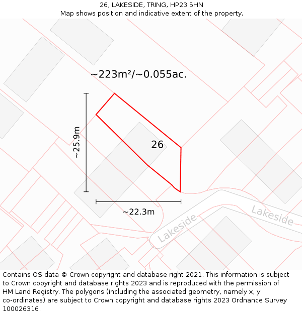 26, LAKESIDE, TRING, HP23 5HN: Plot and title map