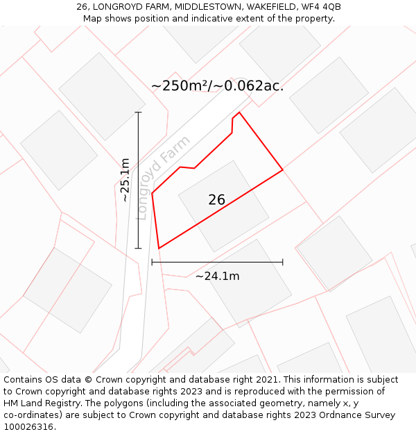 26, LONGROYD FARM, MIDDLESTOWN, WAKEFIELD, WF4 4QB: Plot and title map