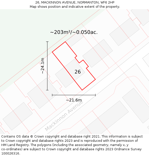 26, MACKINNON AVENUE, NORMANTON, WF6 2HP: Plot and title map