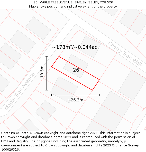 26, MAPLE TREE AVENUE, BARLBY, SELBY, YO8 5XP: Plot and title map