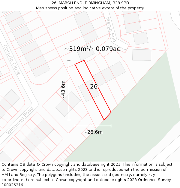 26, MARSH END, BIRMINGHAM, B38 9BB: Plot and title map