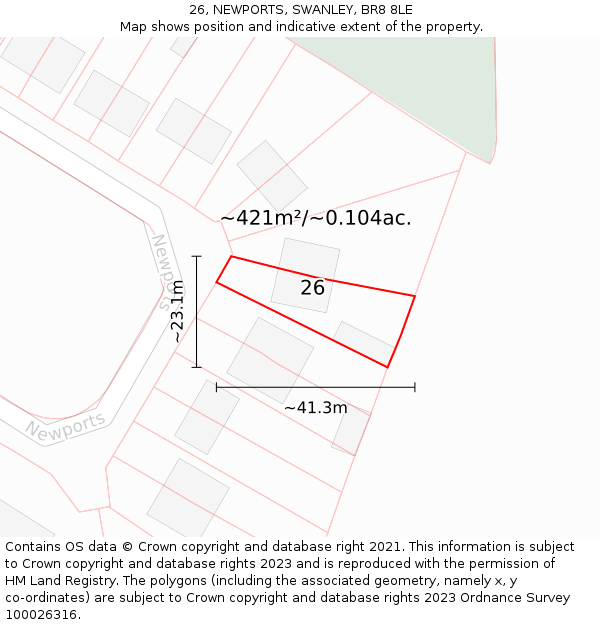 26, NEWPORTS, SWANLEY, BR8 8LE: Plot and title map