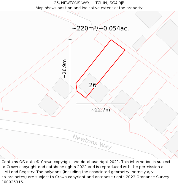 26, NEWTONS WAY, HITCHIN, SG4 9JR: Plot and title map