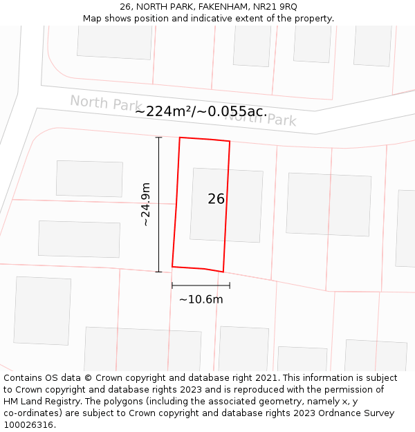 26, NORTH PARK, FAKENHAM, NR21 9RQ: Plot and title map