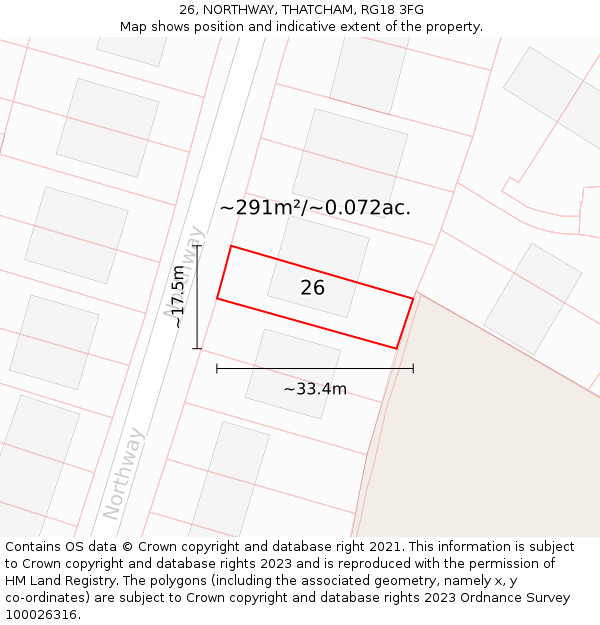 26, NORTHWAY, THATCHAM, RG18 3FG: Plot and title map