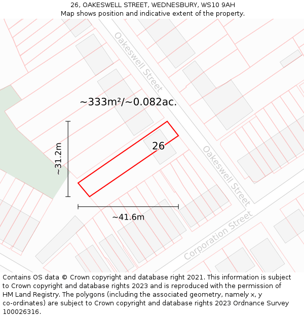 26, OAKESWELL STREET, WEDNESBURY, WS10 9AH: Plot and title map