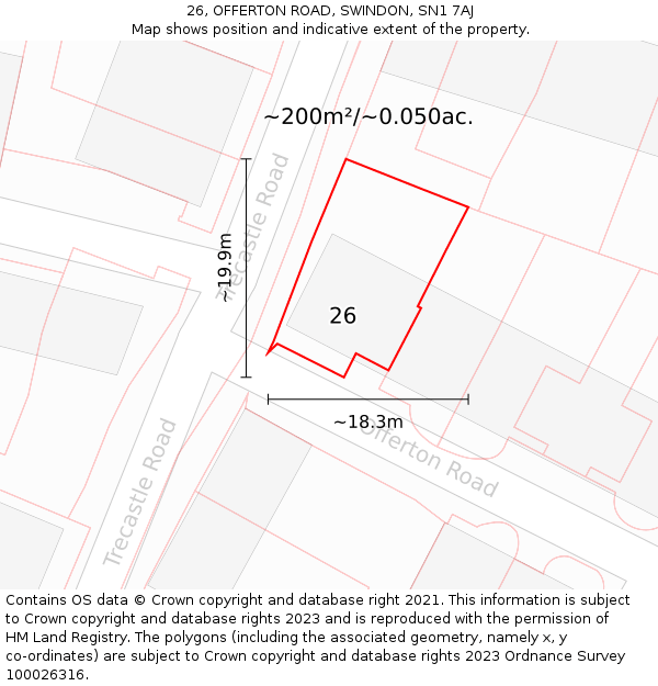 26, OFFERTON ROAD, SWINDON, SN1 7AJ: Plot and title map