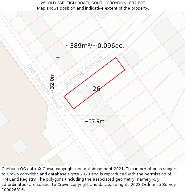 26, OLD FARLEIGH ROAD, SOUTH CROYDON, CR2 8PE: Plot and title map