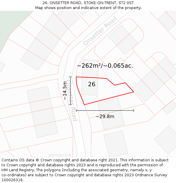 26, ONSETTER ROAD, STOKE-ON-TRENT, ST2 0ST: Plot and title map