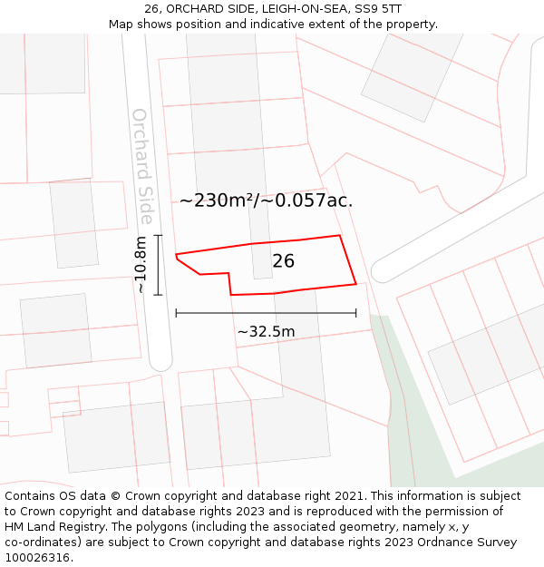 26, ORCHARD SIDE, LEIGH-ON-SEA, SS9 5TT: Plot and title map