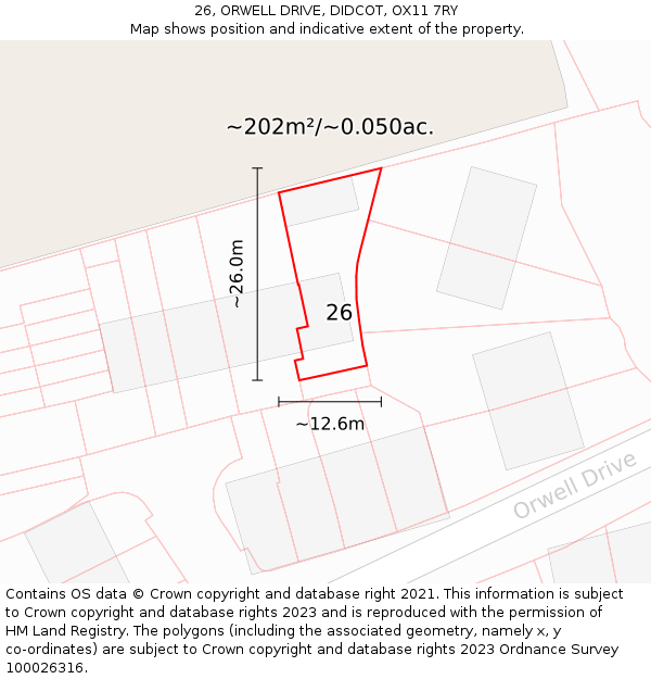 26, ORWELL DRIVE, DIDCOT, OX11 7RY: Plot and title map