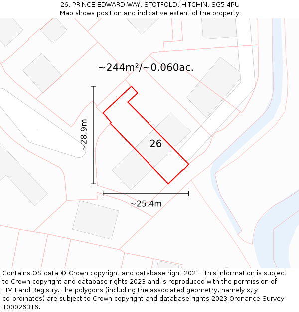 26, PRINCE EDWARD WAY, STOTFOLD, HITCHIN, SG5 4PU: Plot and title map