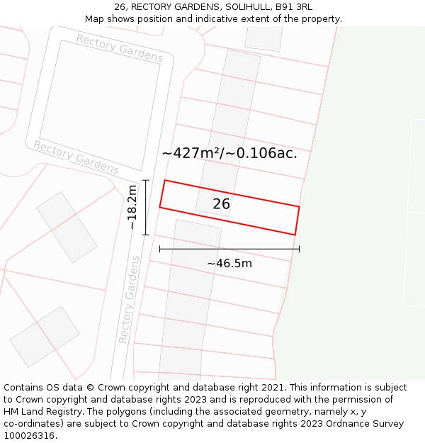 26, RECTORY GARDENS, SOLIHULL, B91 3RL: Plot and title map