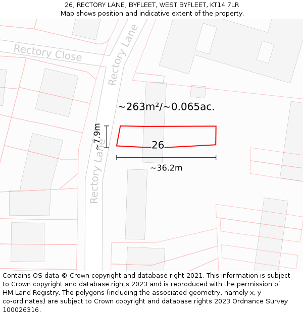 26, RECTORY LANE, BYFLEET, WEST BYFLEET, KT14 7LR: Plot and title map