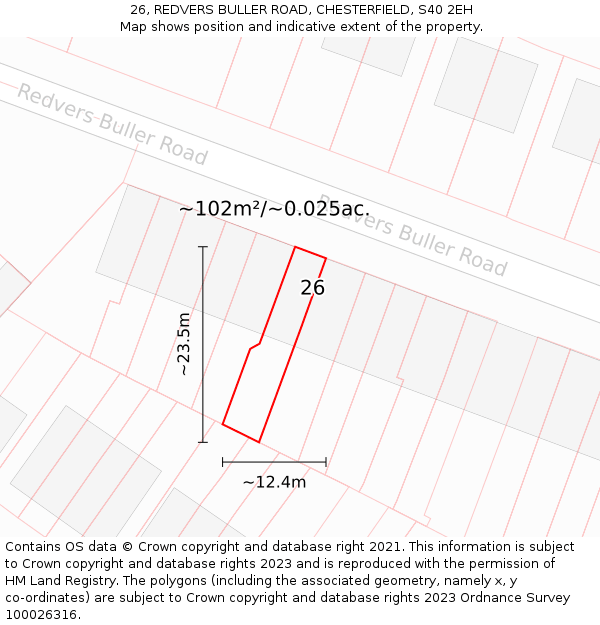 26, REDVERS BULLER ROAD, CHESTERFIELD, S40 2EH: Plot and title map