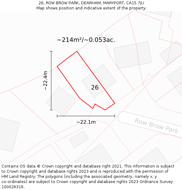 26, ROW BROW PARK, DEARHAM, MARYPORT, CA15 7JU: Plot and title map