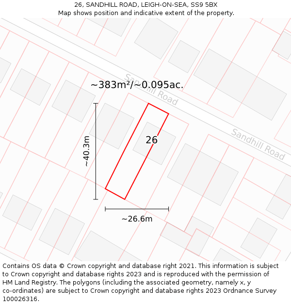 26, SANDHILL ROAD, LEIGH-ON-SEA, SS9 5BX: Plot and title map