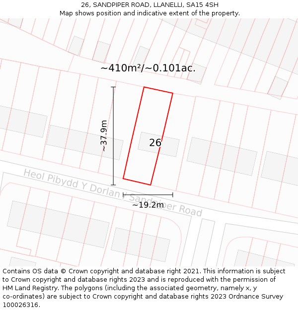 26, SANDPIPER ROAD, LLANELLI, SA15 4SH: Plot and title map