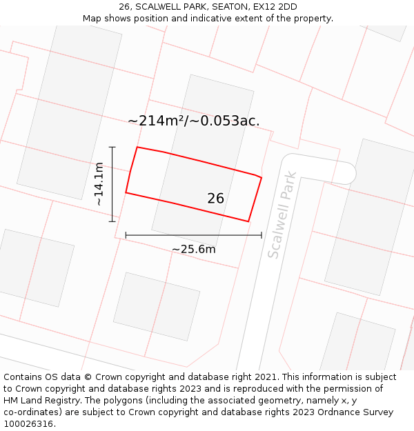 26, SCALWELL PARK, SEATON, EX12 2DD: Plot and title map