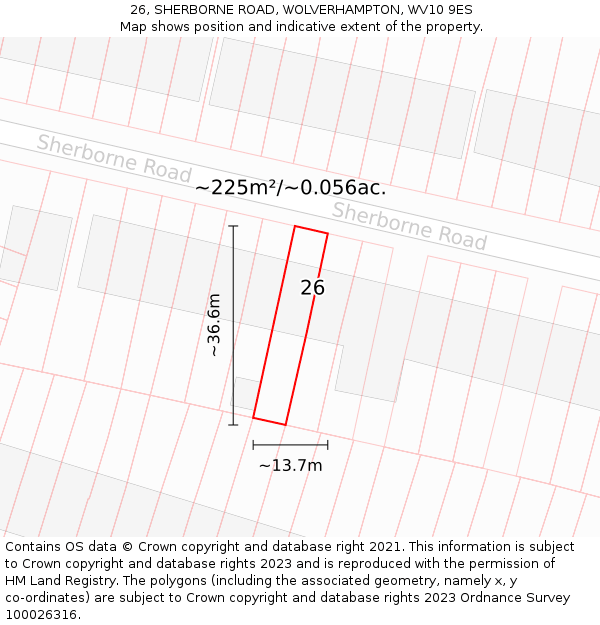 26, SHERBORNE ROAD, WOLVERHAMPTON, WV10 9ES: Plot and title map