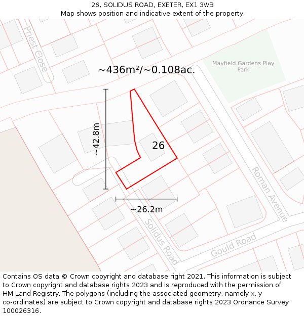 26, SOLIDUS ROAD, EXETER, EX1 3WB: Plot and title map