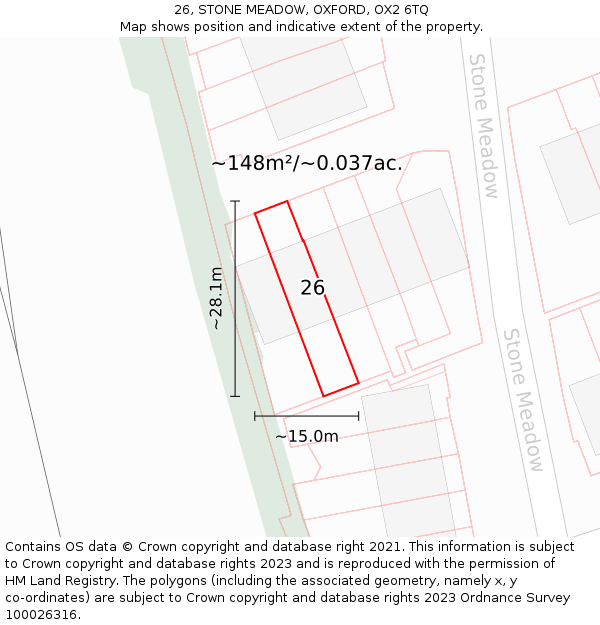 26, STONE MEADOW, OXFORD, OX2 6TQ: Plot and title map