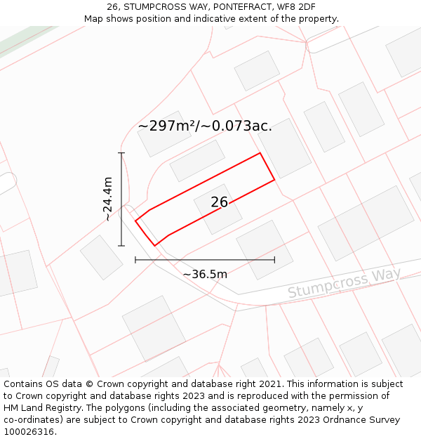 26, STUMPCROSS WAY, PONTEFRACT, WF8 2DF: Plot and title map