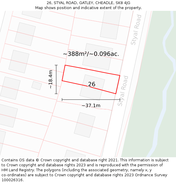 26, STYAL ROAD, GATLEY, CHEADLE, SK8 4JG: Plot and title map