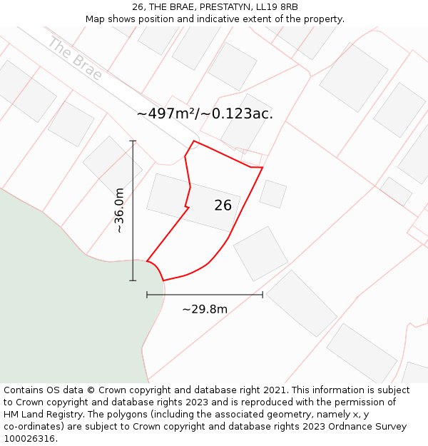 26, THE BRAE, PRESTATYN, LL19 8RB: Plot and title map
