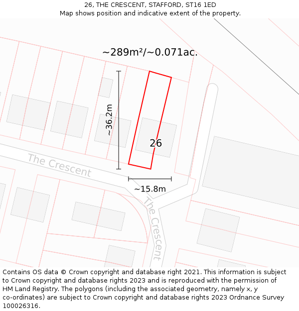 26, THE CRESCENT, STAFFORD, ST16 1ED: Plot and title map