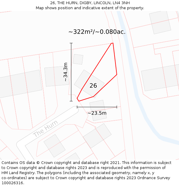 26, THE HURN, DIGBY, LINCOLN, LN4 3NH: Plot and title map