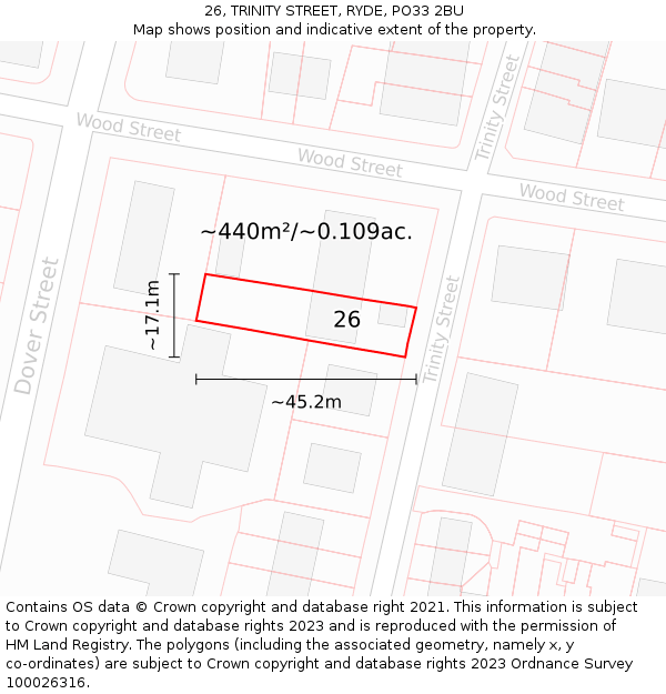 26, TRINITY STREET, RYDE, PO33 2BU: Plot and title map