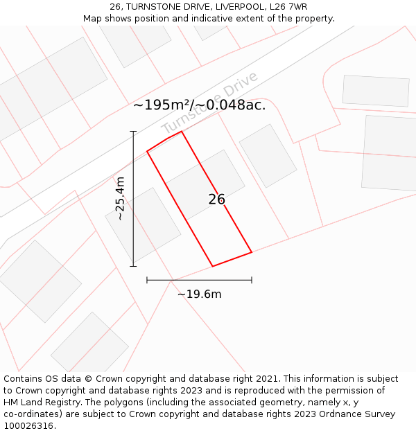 26, TURNSTONE DRIVE, LIVERPOOL, L26 7WR: Plot and title map